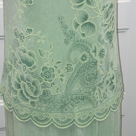 4 pcs outfit Skirt Pants Top & Cardigan Light Green Floral size Small Picadilly - Picture 3 of 13